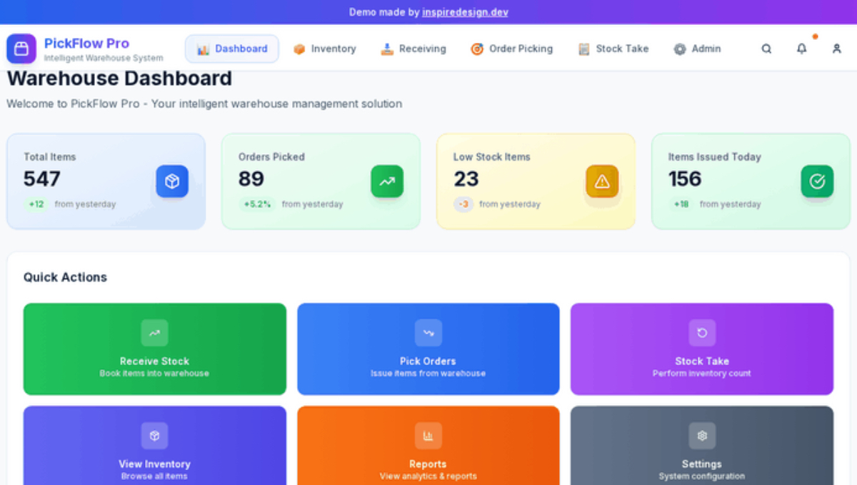 PickFlow Pro - Warehouse Management